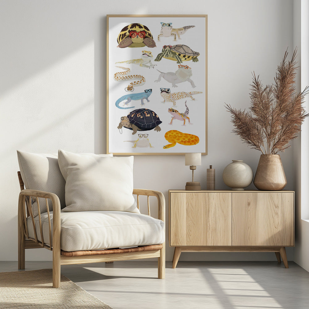 A1 Reptiles In Glasses - Poster / Art Print - interiör