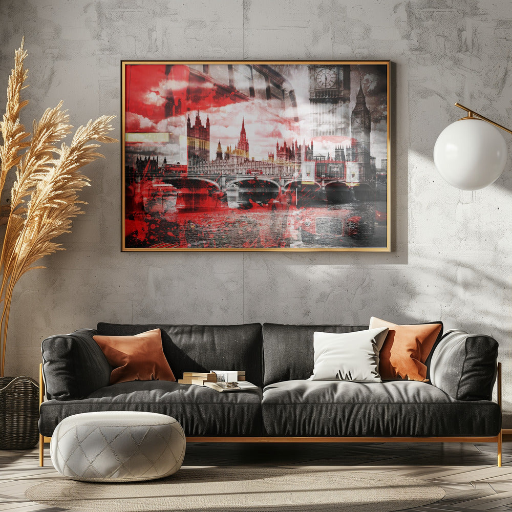 City Art LONDON Red Bus Composing - Poster / Art Print - interiör