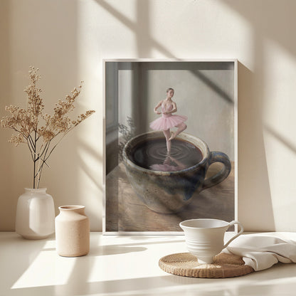 Ballerina In Coffee Cup - Poster / Art Print - interiör