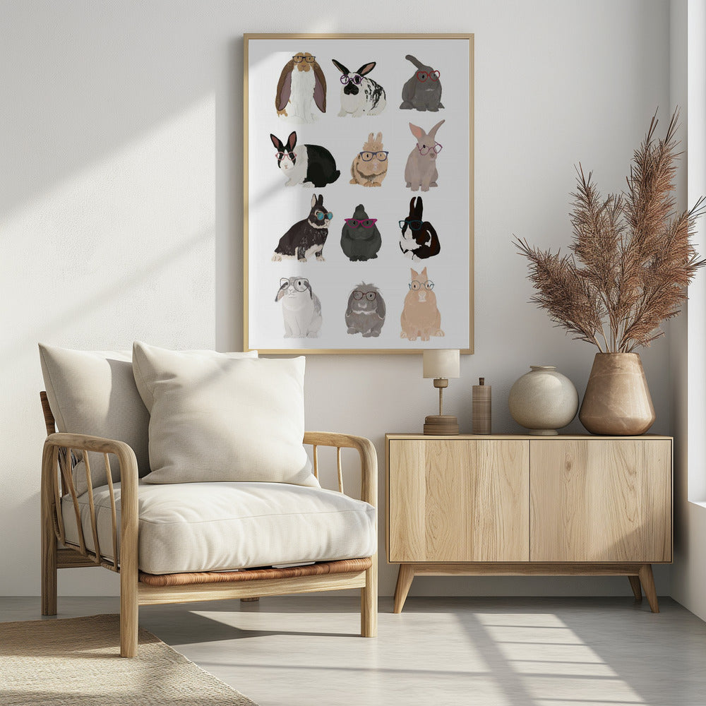 Rabbit Family - Poster / Art Print - interiör