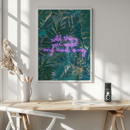 Neon Jungle Typography - Poster / Art Print - interiör
