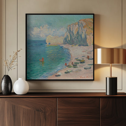 The Beach and the Falaise D'amont (1885) By Claude Monet. - Poster / Art Print - interiör