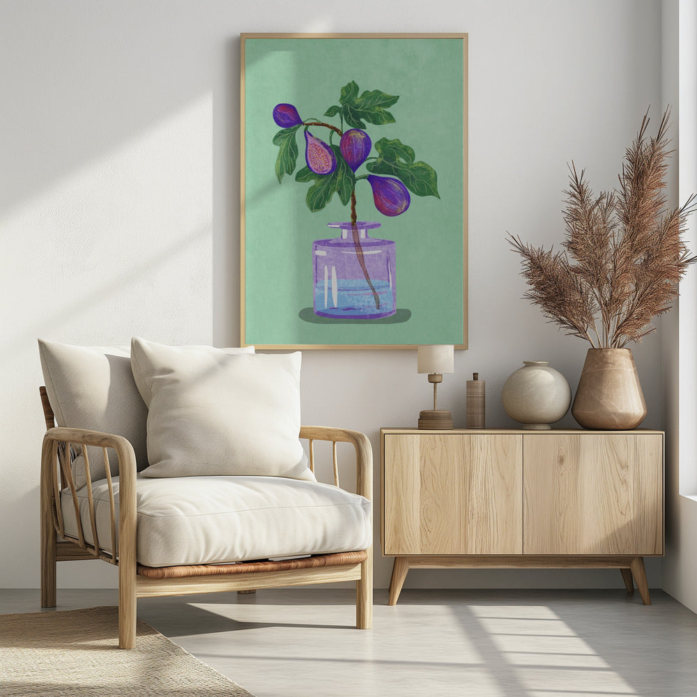 Figs Branch In Vase - Poster / Art Print - interiör