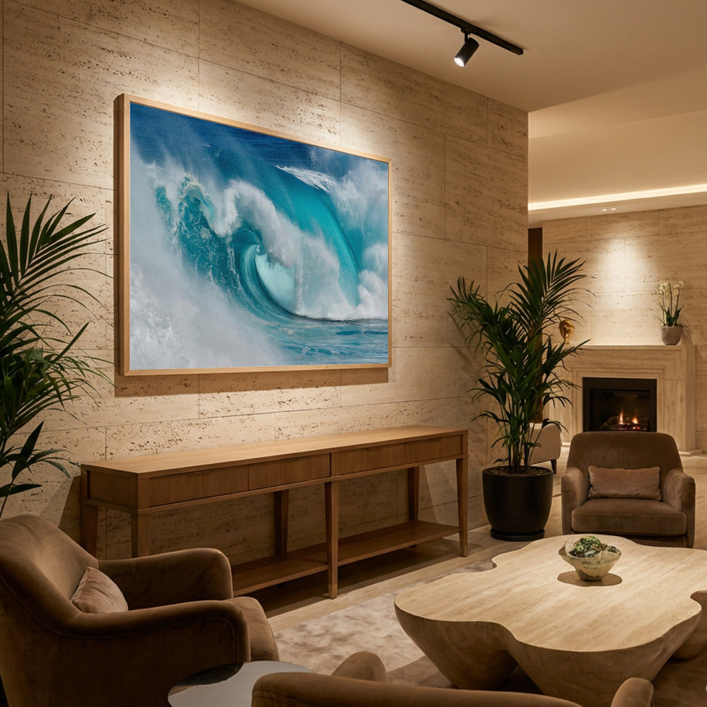 When the ocean turns into blue fire - Poster / Art Print - interiör