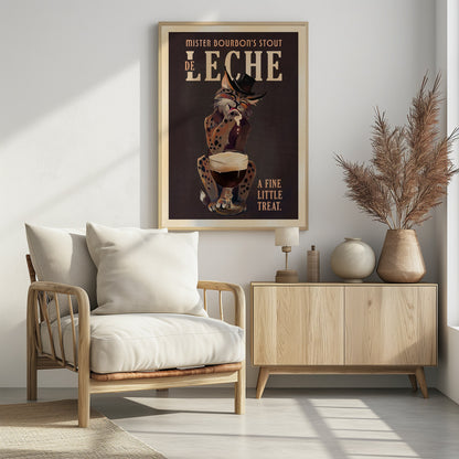 Bourbon De Leche Guinness Style Cat Art - Poster / Art Print - interiör