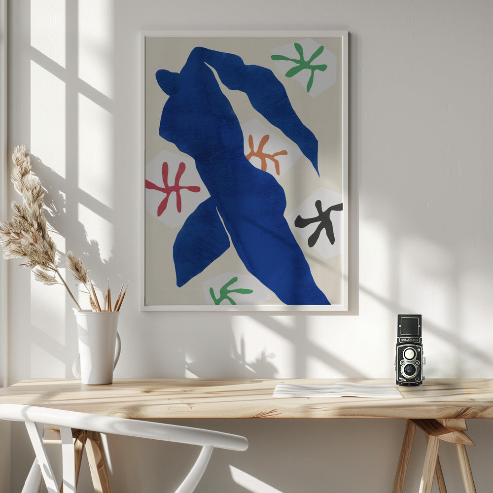 Abstract Blue Figure - Poster / Art Print - interiör