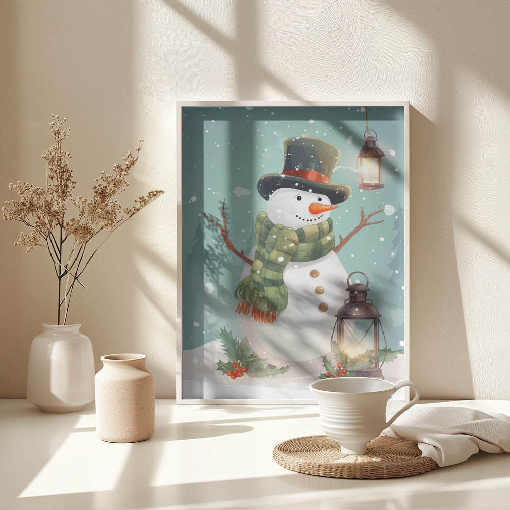 Cute Snowman No 1 - Poster / Art Print - interiör