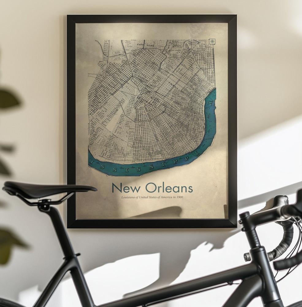 New Orleans karta - Poster / Art Print - interiör