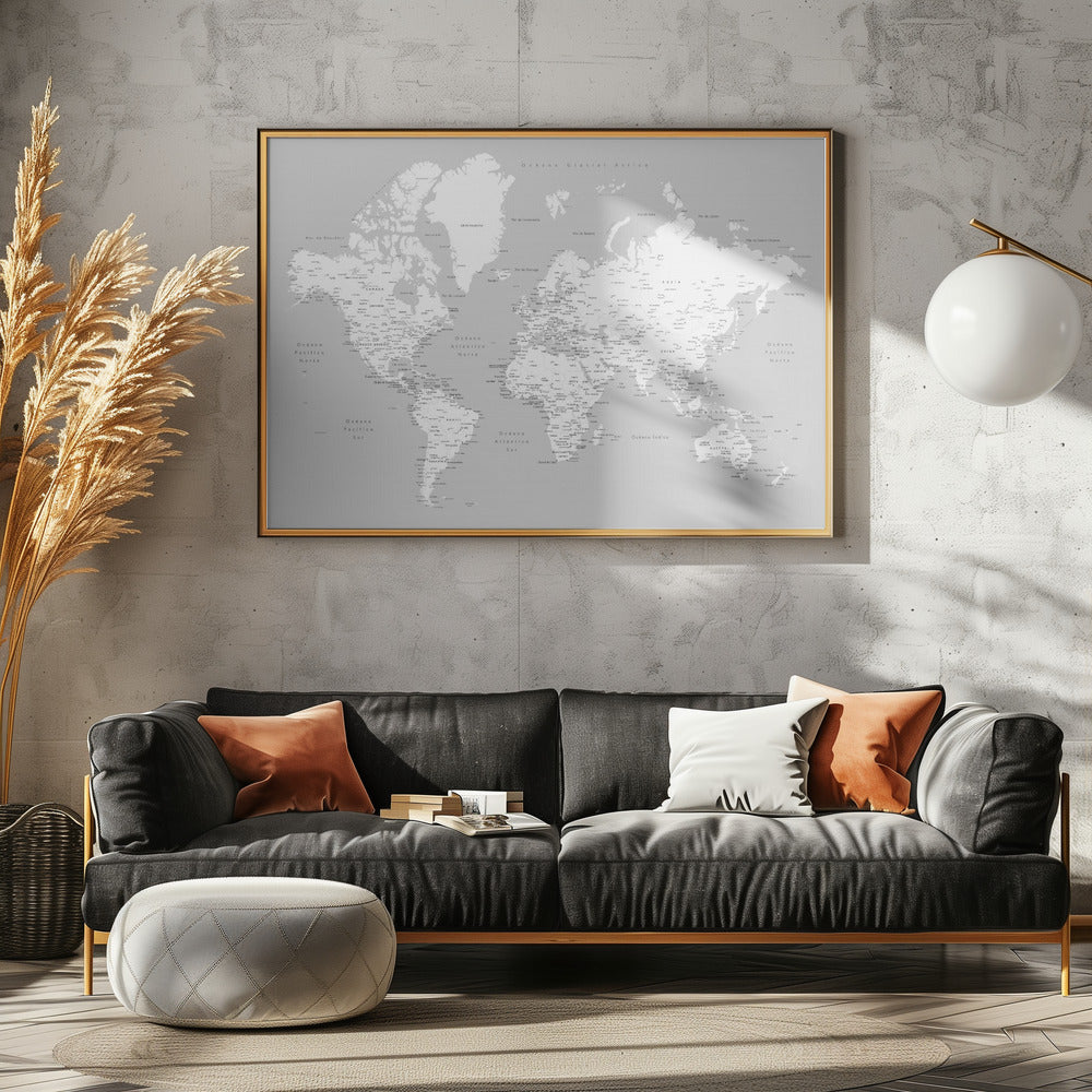 Hart världskarta på spanska - Poster / Art Print - interiör