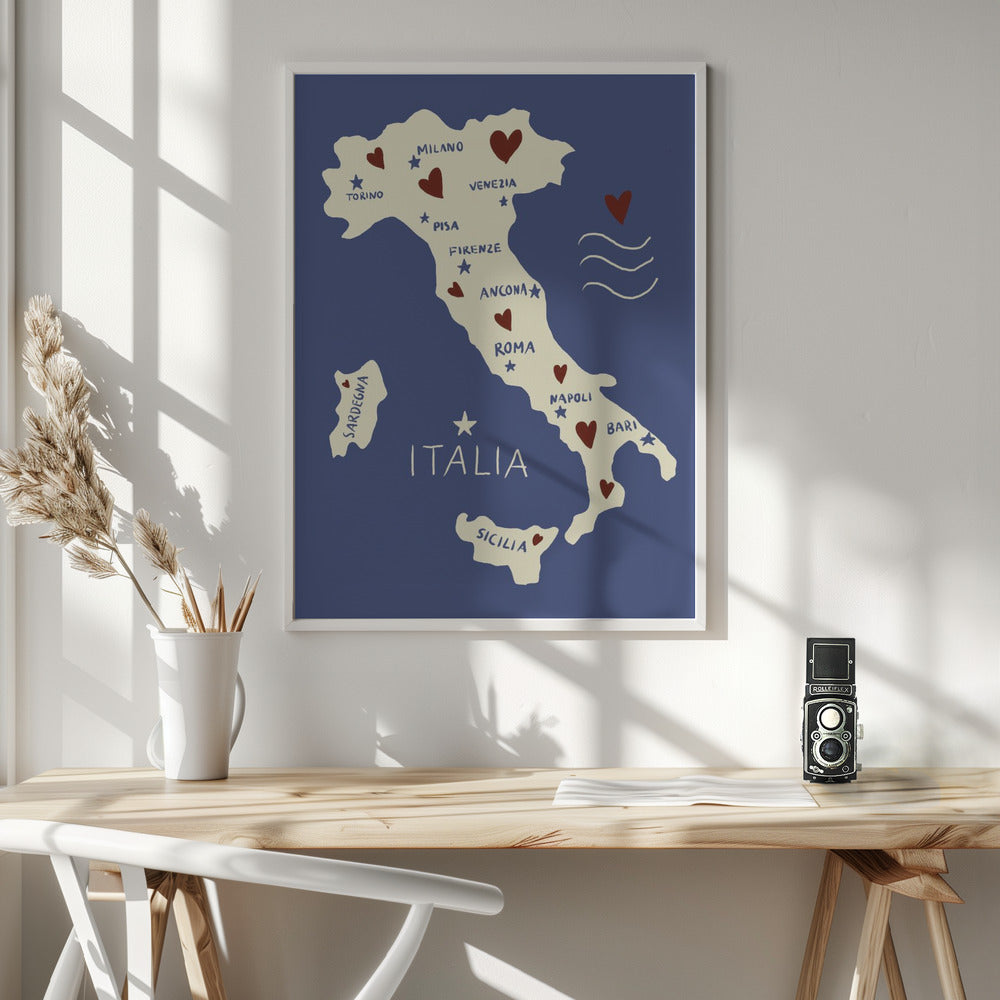 Italiy Map - Poster / Art Print - interiör