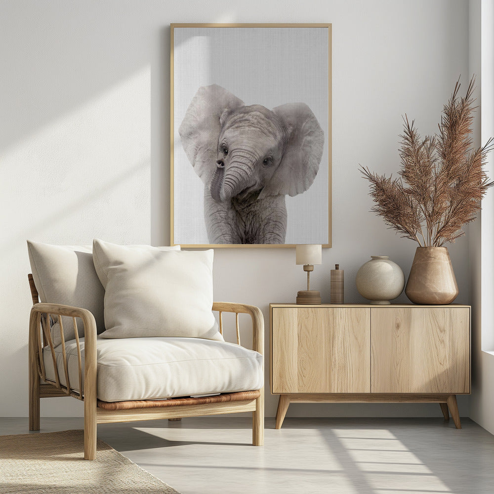Peekaboo Baby Elephant - Poster / Art Print - interiör