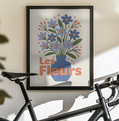 Charming Blue Blooms - Poster / Art Print - interiör