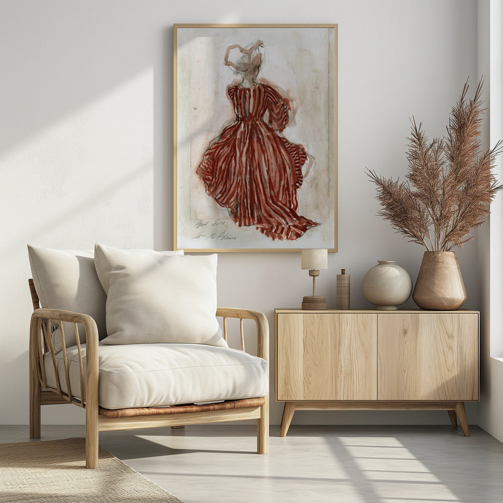 Woman In A Red Striped Dress - Poster / Art Print - interiör