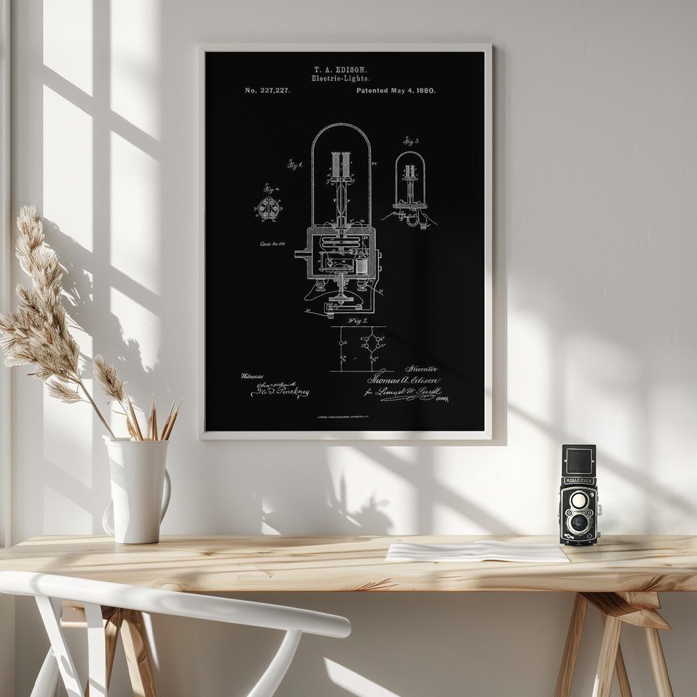 Electric Lights Patent 1880 - Poster / Art Print - interiör