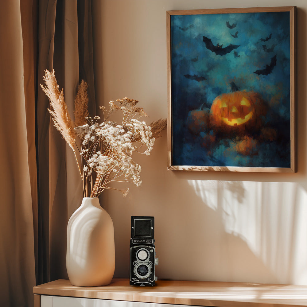 Lantern Pumpkin Halloween Scene (3) - Poster / Art Print - interiör