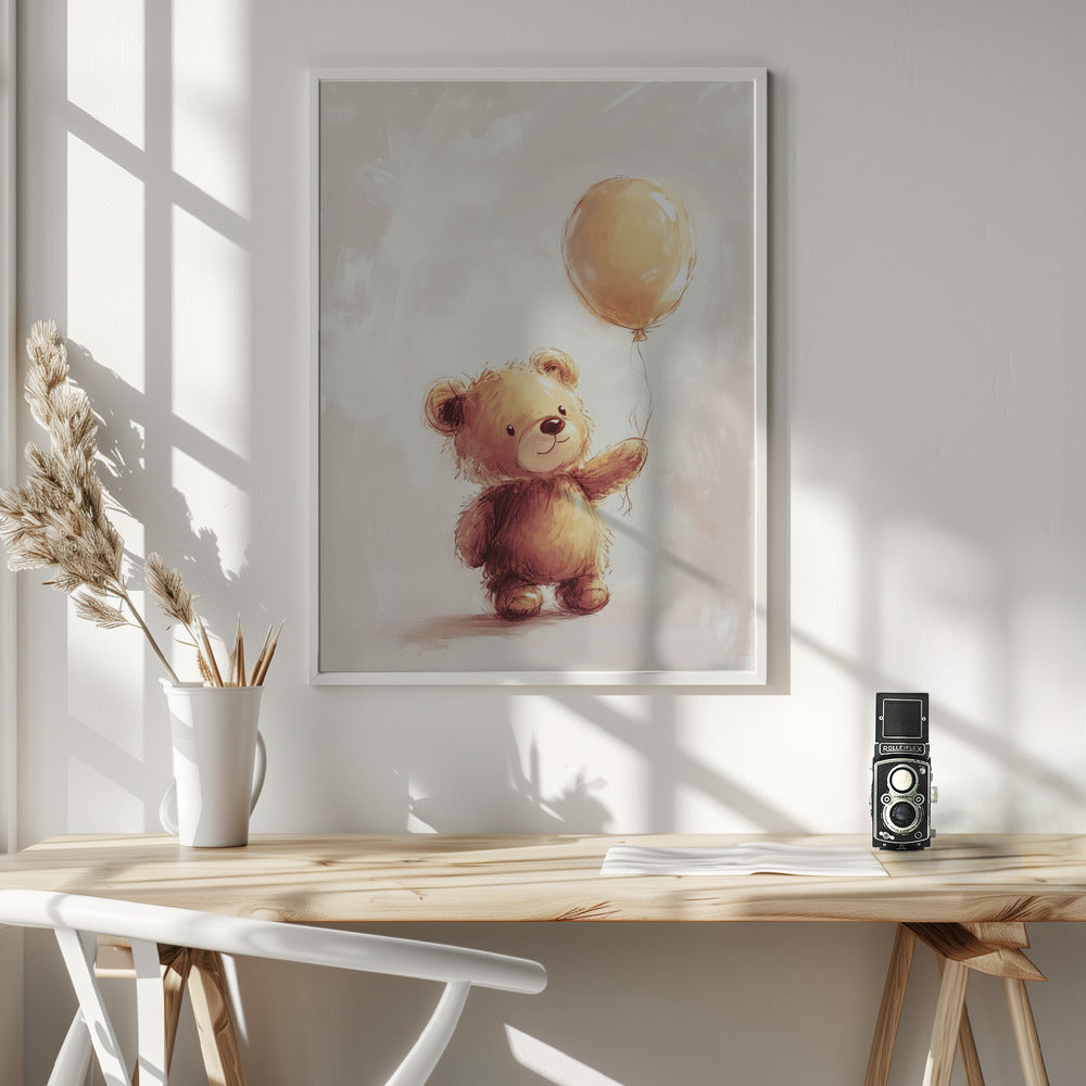 Teddy Bear and Balloon - Poster / Art Print - interiör