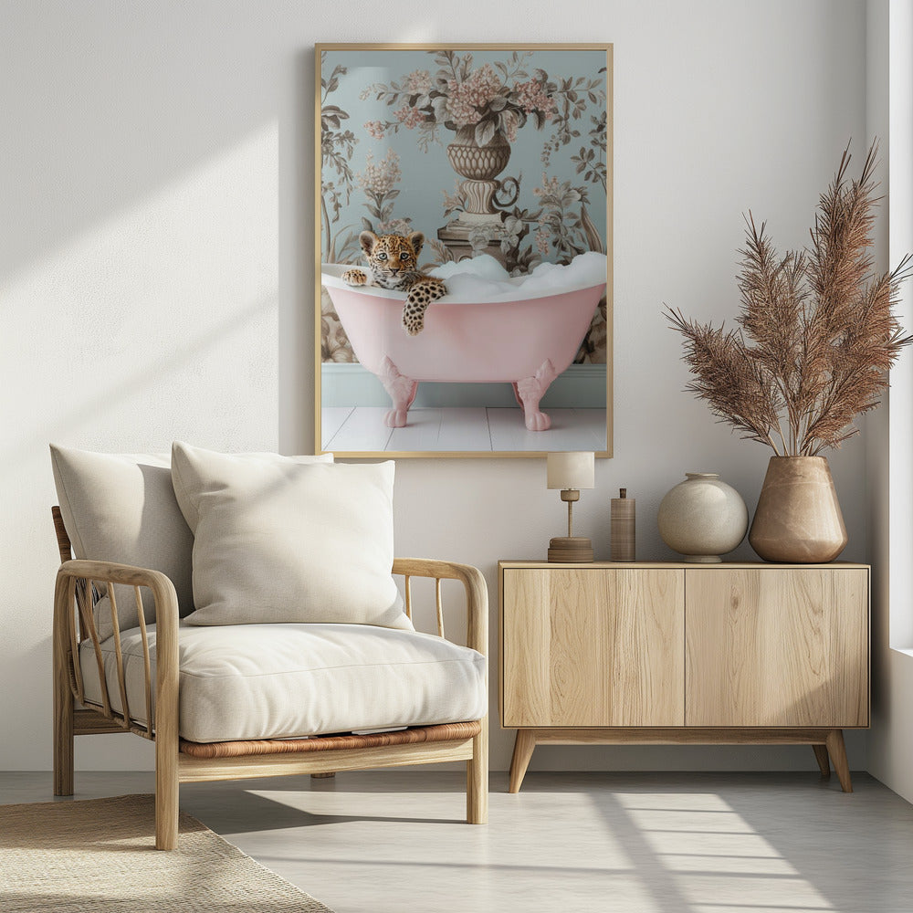 Leopard’s Pink Bubble Bath - Poster / Art Print - interiör