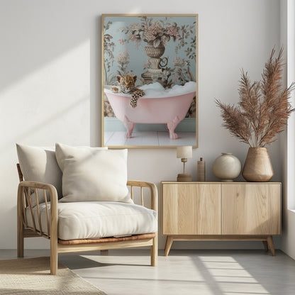Leopard’s Pink Bubble Bath - Poster / Art Print - interiör