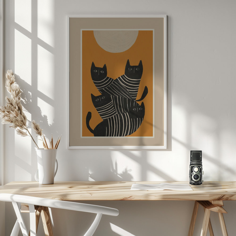 Abstract Black Cats - Poster / Art Print - interiör