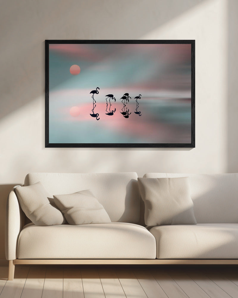 Family flamingos. - Poster / Art Print - interiör