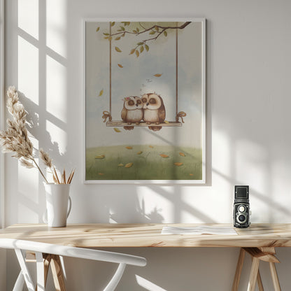 Owls in love - Poster / Art Print - interiör