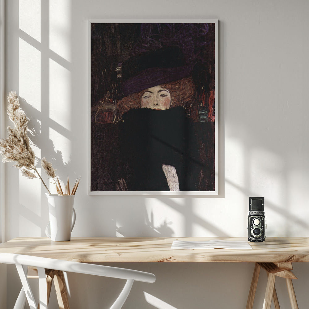 Dame Mit Hut Und Federboa (1909) - Poster / Art Print - interiör