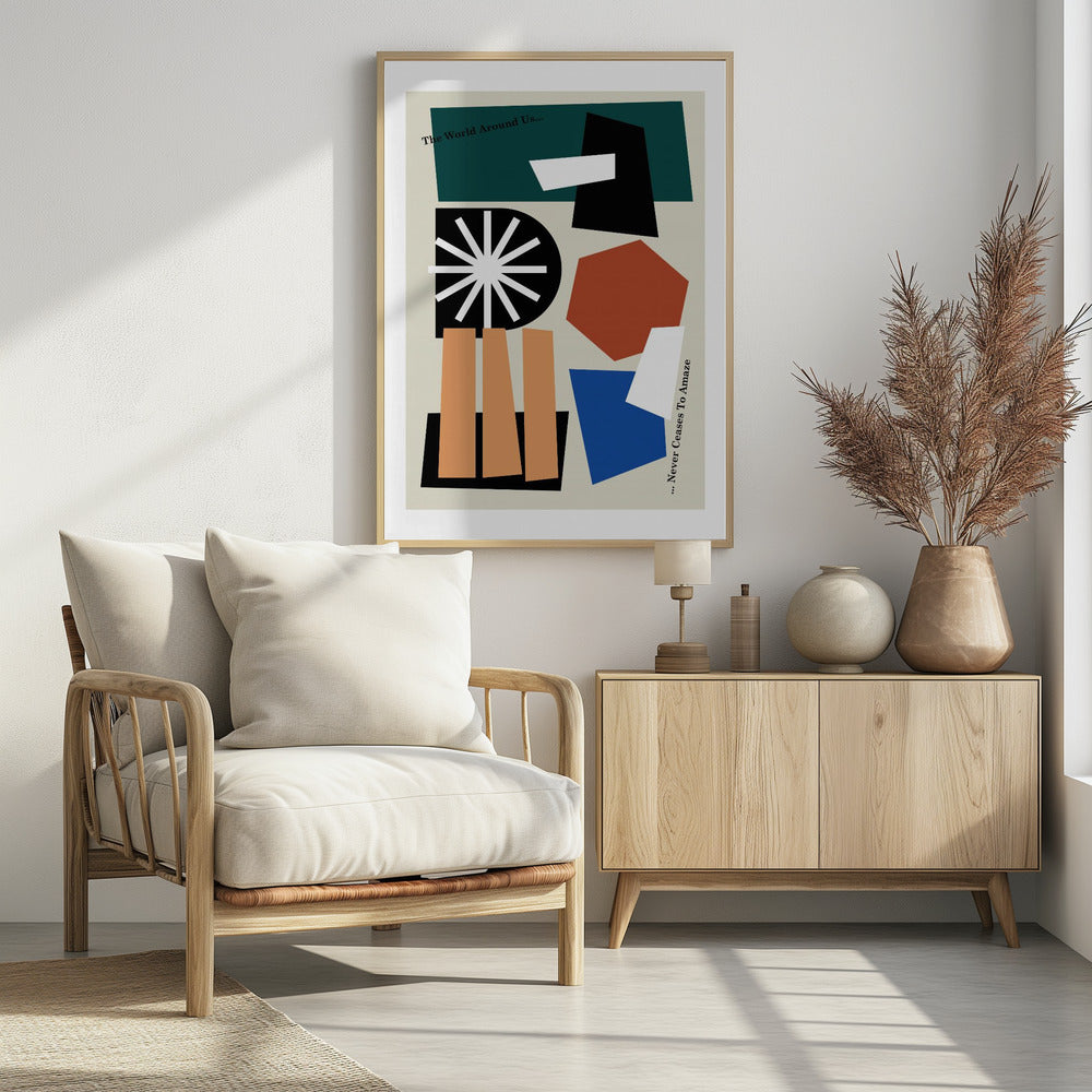 The World Around Us Greige - Poster / Art Print - interiör
