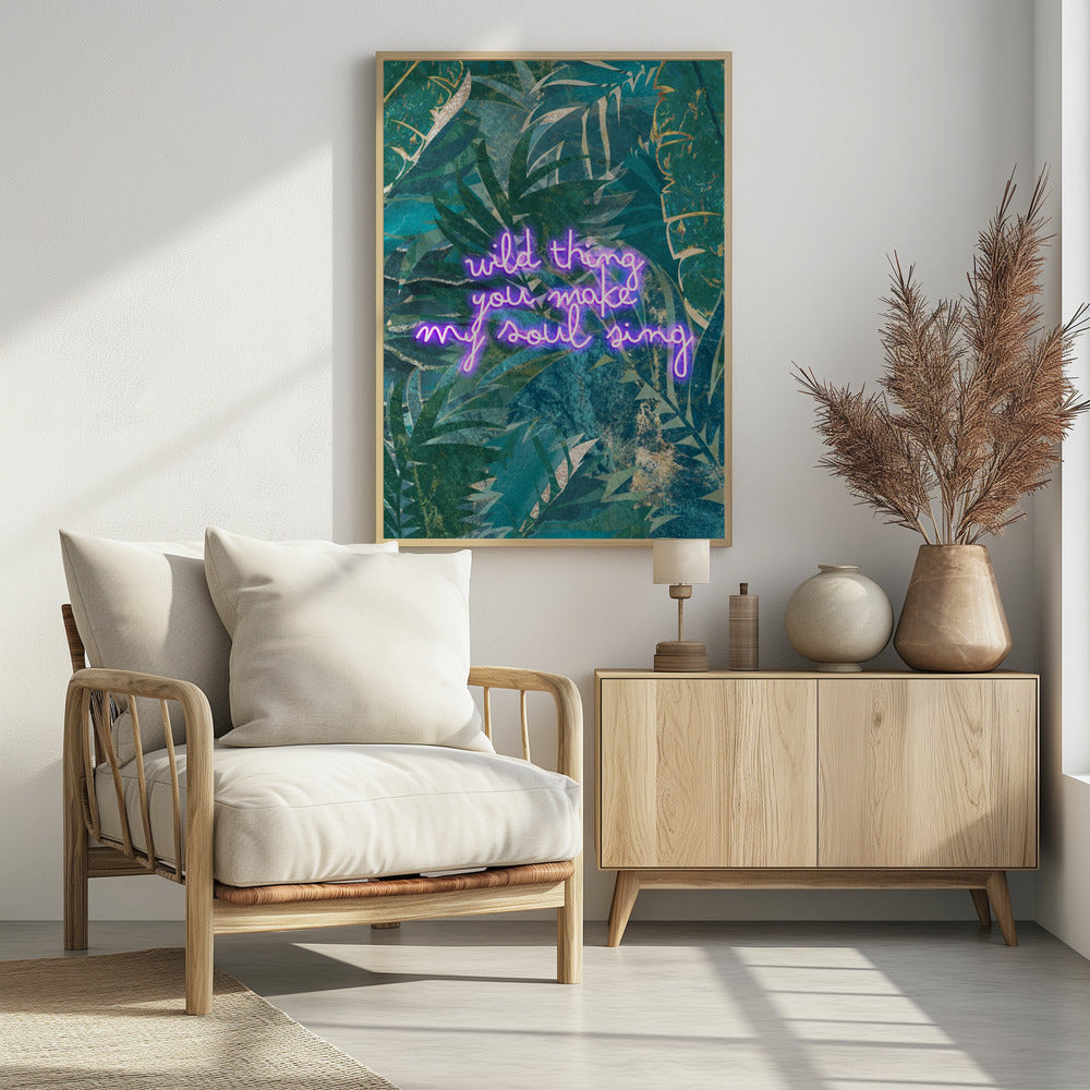 Neon Jungle Typography - Poster / Art Print - interiör