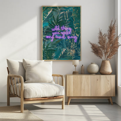 Neon Jungle Typography - Poster / Art Print - interiör