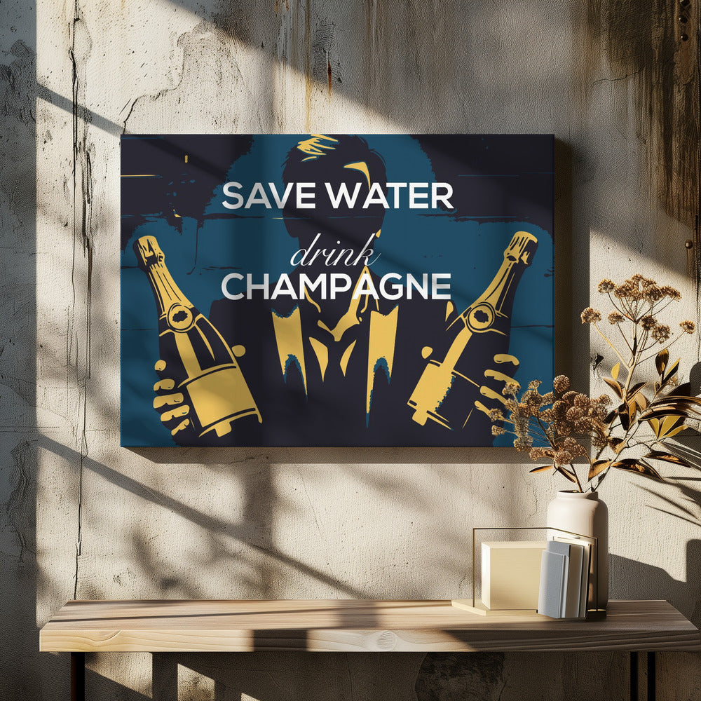Save water - Drink champagne - Poster / Art Print - interiör