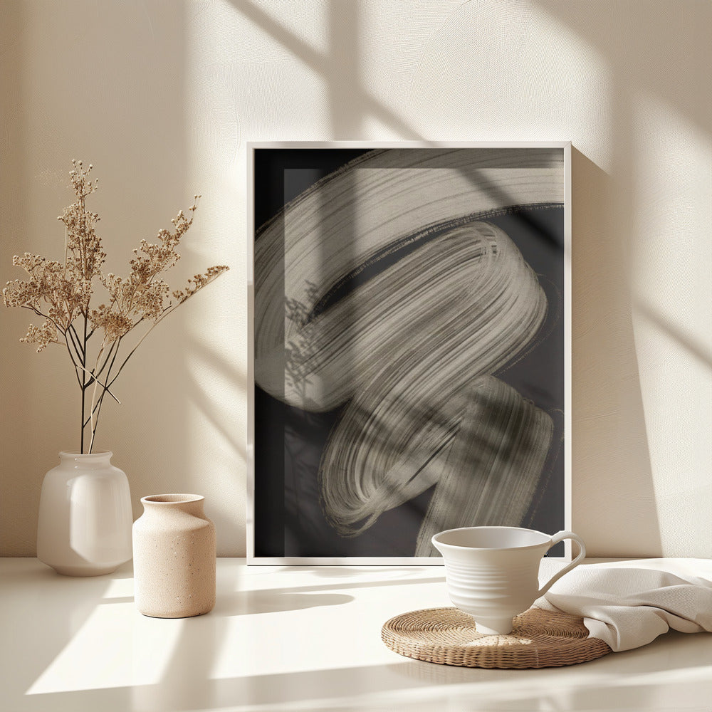 Beige strokes no 2 - Poster / Art Print - interiör