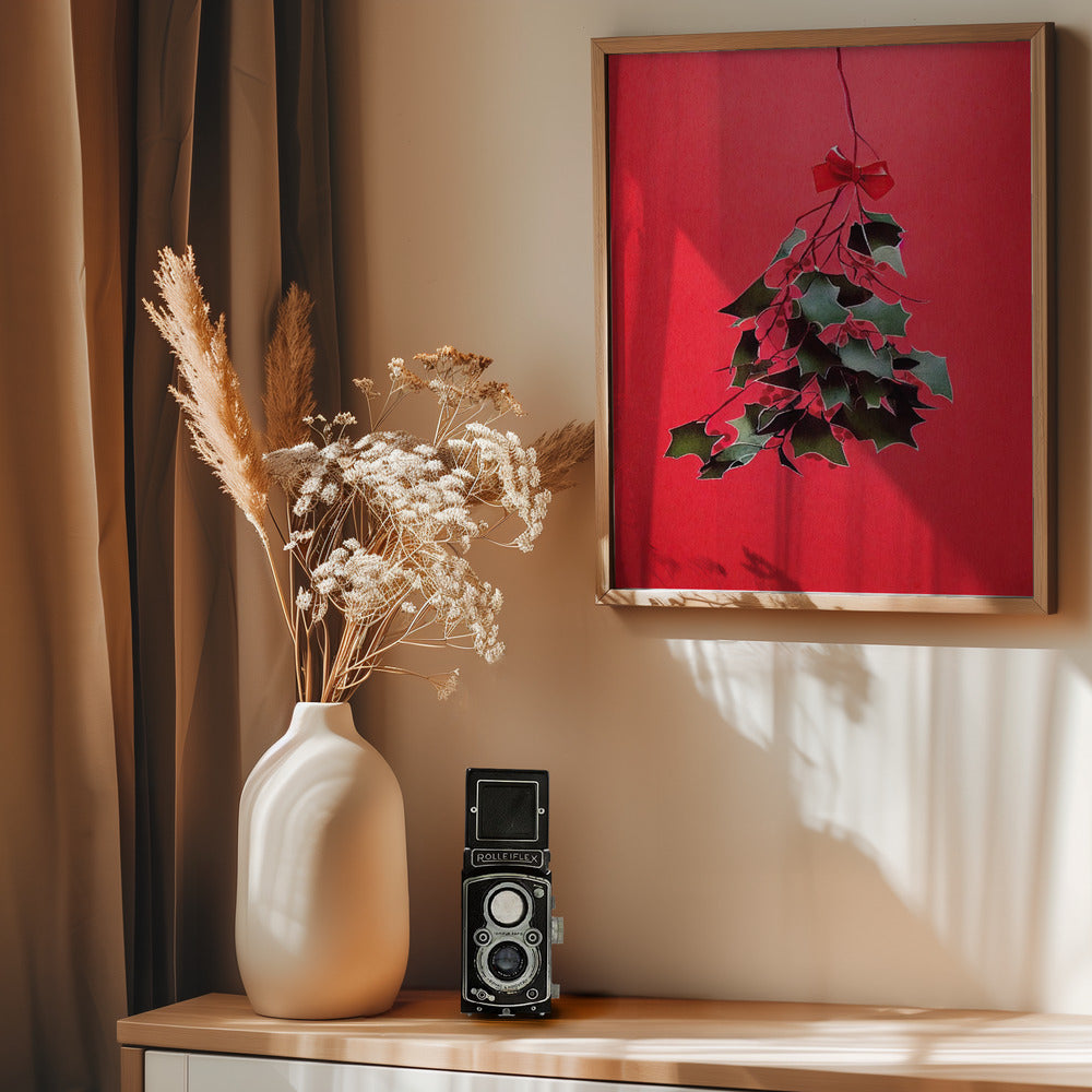 Mistletoe With Red Bow - Poster / Art Print - interiör