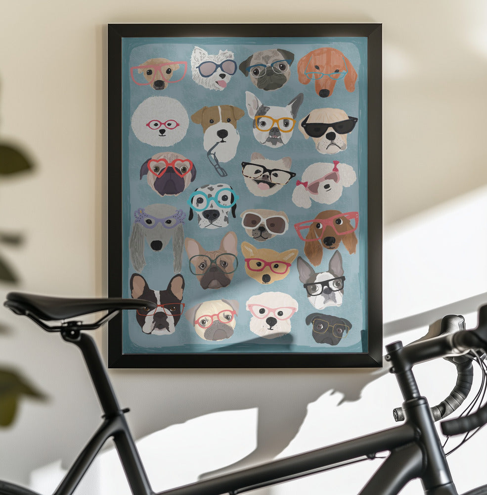 Puzzle Dogs In Glasses - Poster / Art Print - interiör