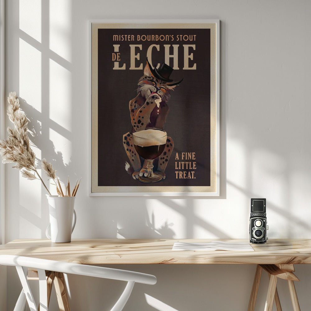 Bourbon De Leche Guinness Style Cat Art - Poster / Art Print - interiör