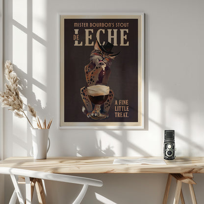 Bourbon De Leche Guinness Style Cat Art - Poster / Art Print - interiör