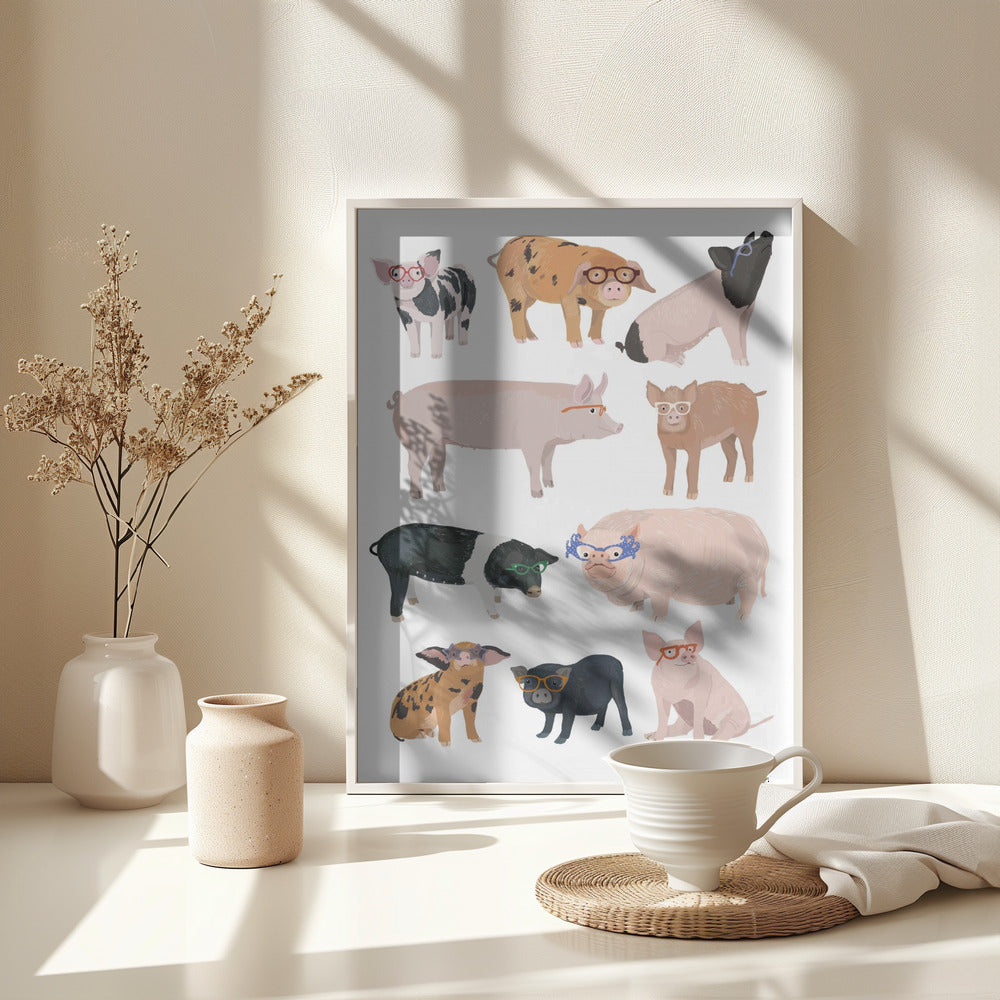 Pigs Glasses - Poster / Art Print - interiör