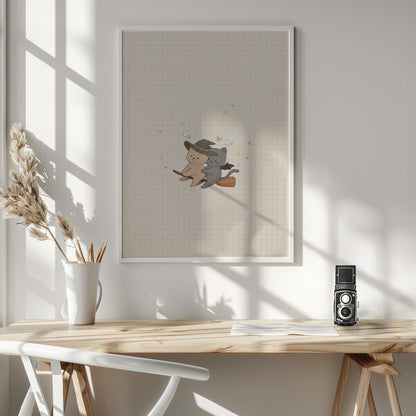 Cat and Dog In Halloween - Poster / Art Print - interiör