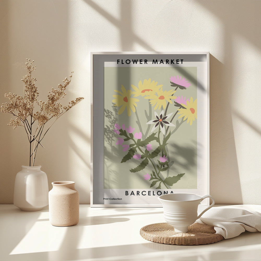 Flower Market Barcelona - Poster / Art Print - interiör