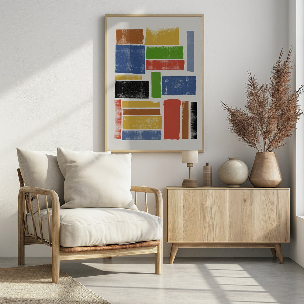 Color Block Harmony - Poster / Art Print - interiör