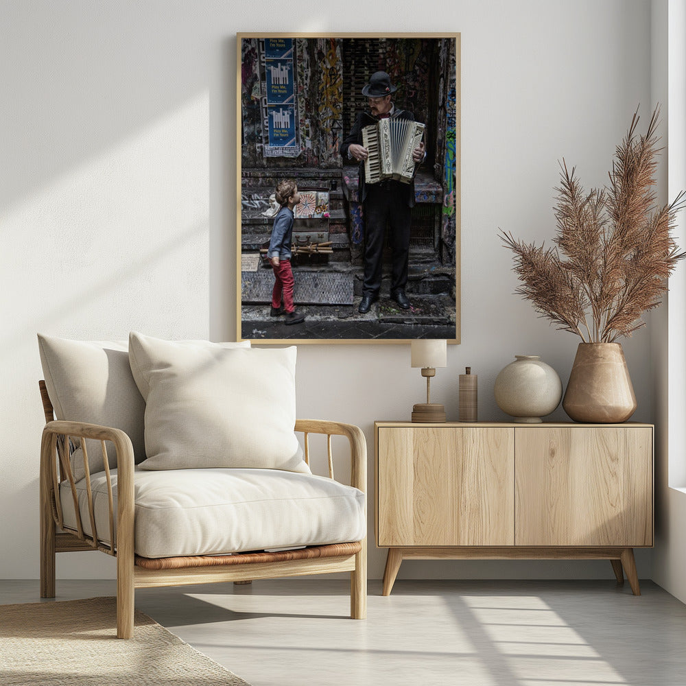 The Busker And The Boy - Poster / Art Print - interiör