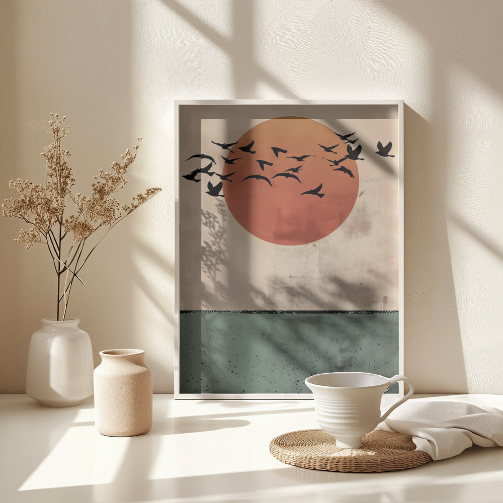 Birds Flying In the Sunset - Poster / Art Print - interiör