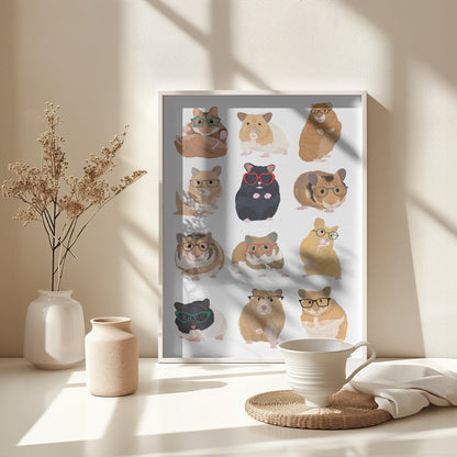 A1 Hamsters In Glasses - Poster / Art Print - interiör