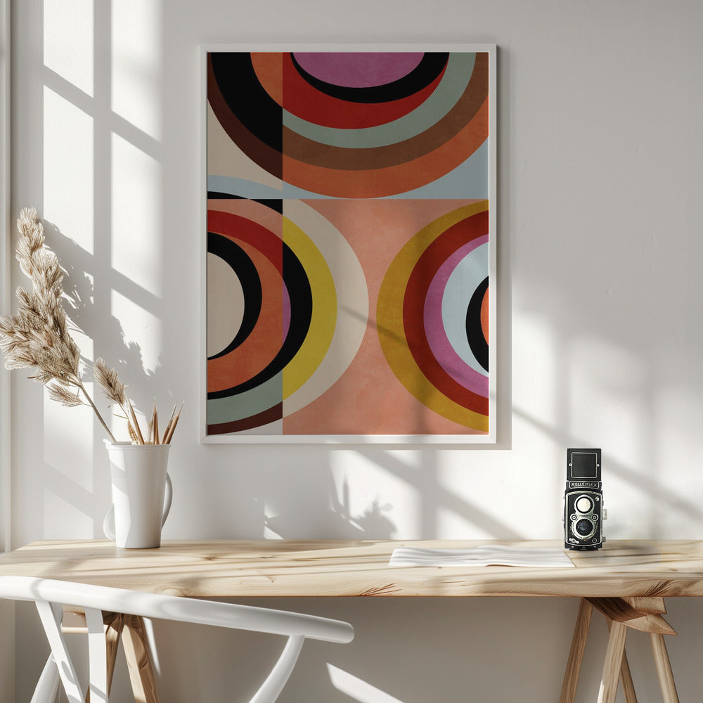 Warm Colors Bauhaus Geometry3 - Poster / Art Print - interiör