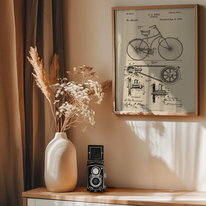 Bicycle Patent 1890 - Poster / Art Print - interiör