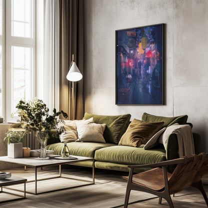 Tokyo Blue Rain - Poster / Art Print - interiör