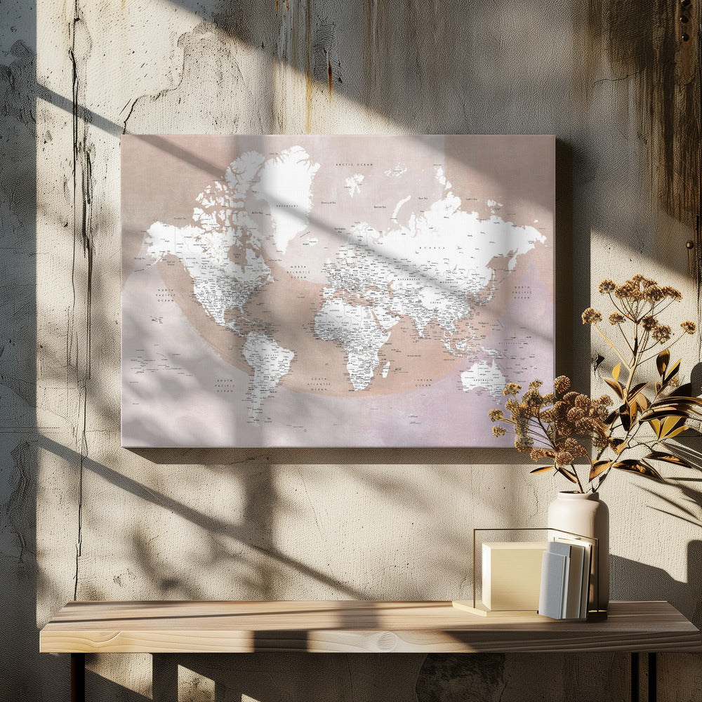 Qawi detaljerad världskarta - Poster / Art Print - interiör
