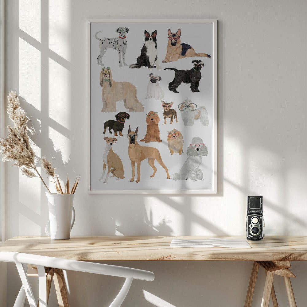 Dogs in glasses Print - Poster / Art Print - interiör