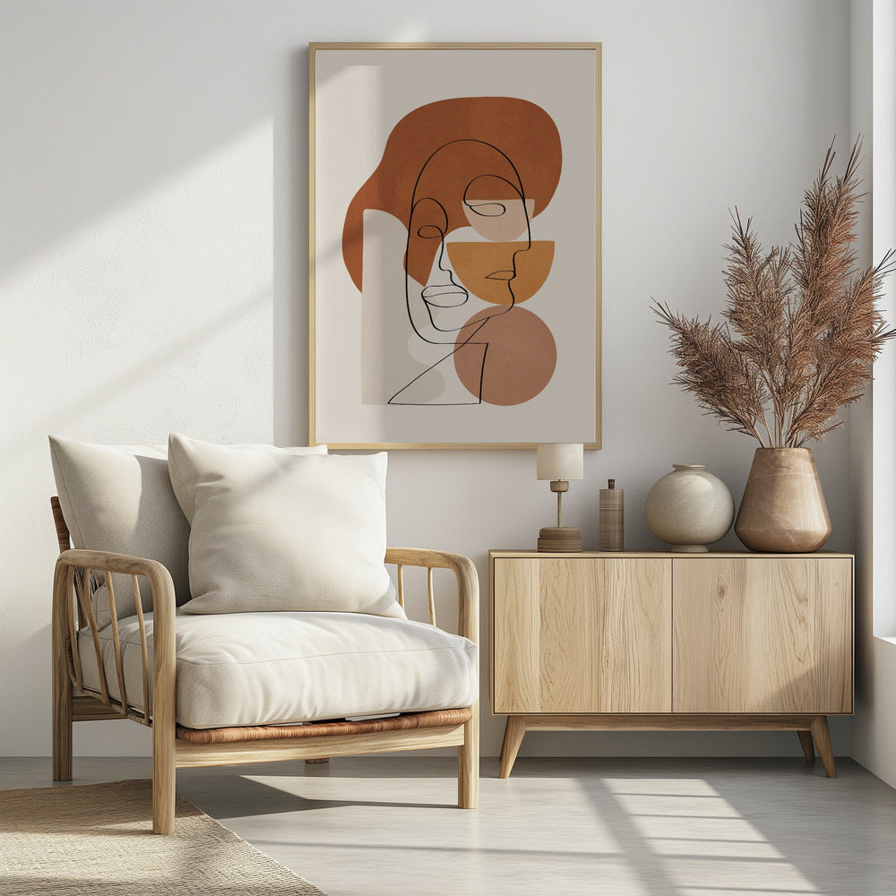 Abstract Clay Faces II - Poster / Art Print - interiör