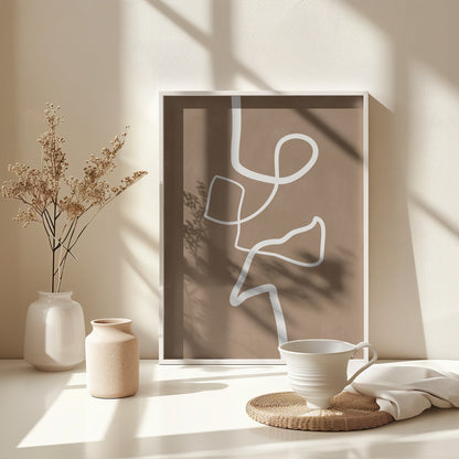 Brown Single Line Artwork - Poster / Art Print - interiör