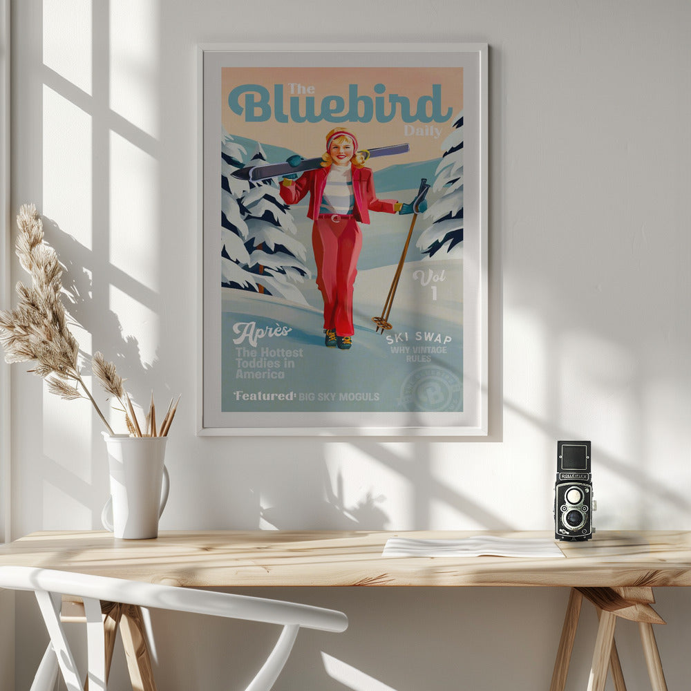 The Bluebird Daily Pinup Ski Art - Poster / Art Print - interiör